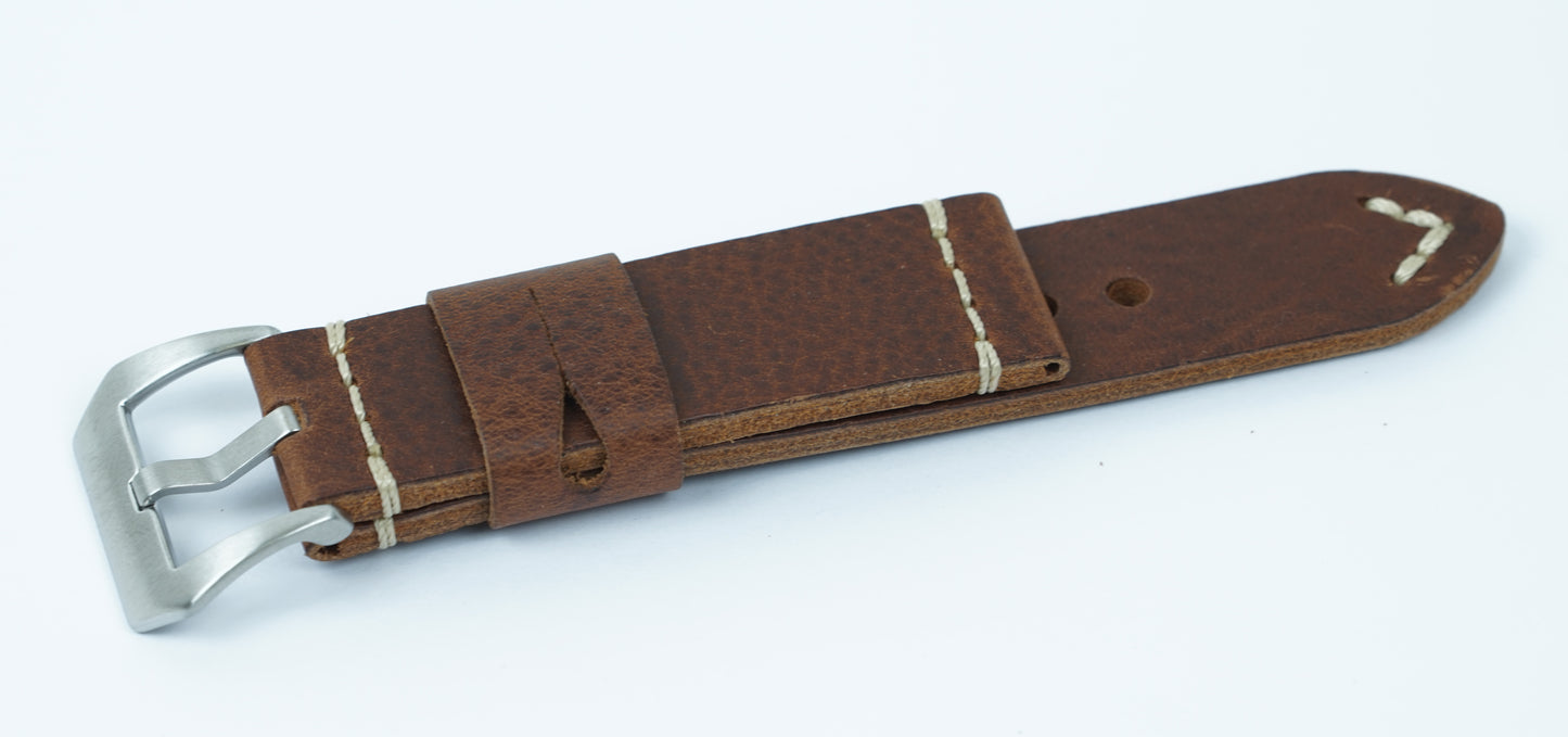 24mm Brown Leather Strap Panarai Style