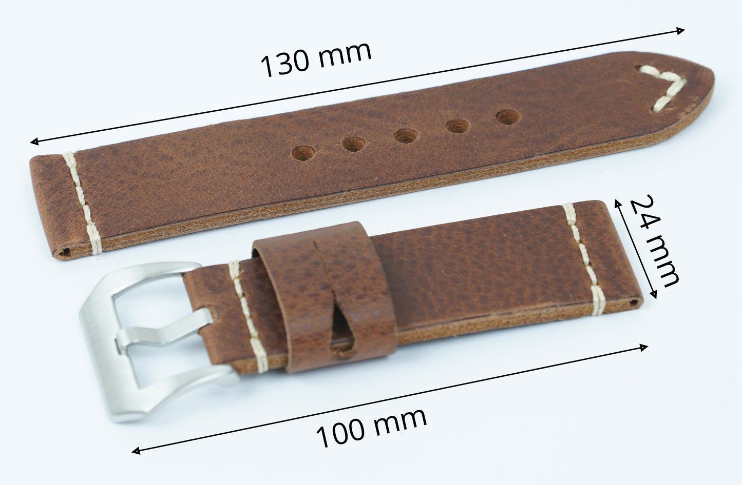 24mm Brown Leather Strap Panarai Style